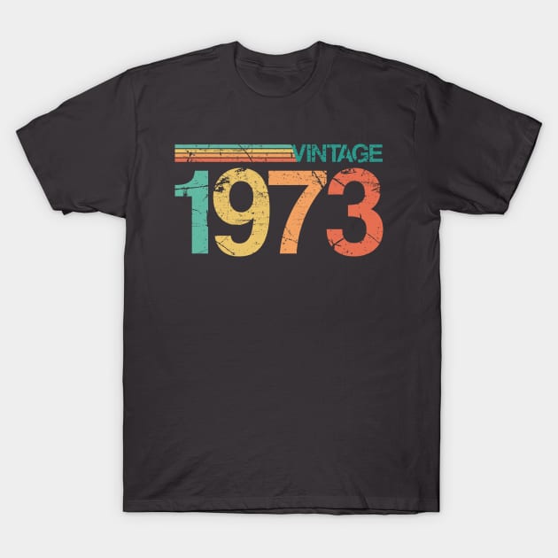 Vintage 1973 - 50th Birthday Gift - Nostalgic Birth Year Typography T-Shirt by thejamestaylor